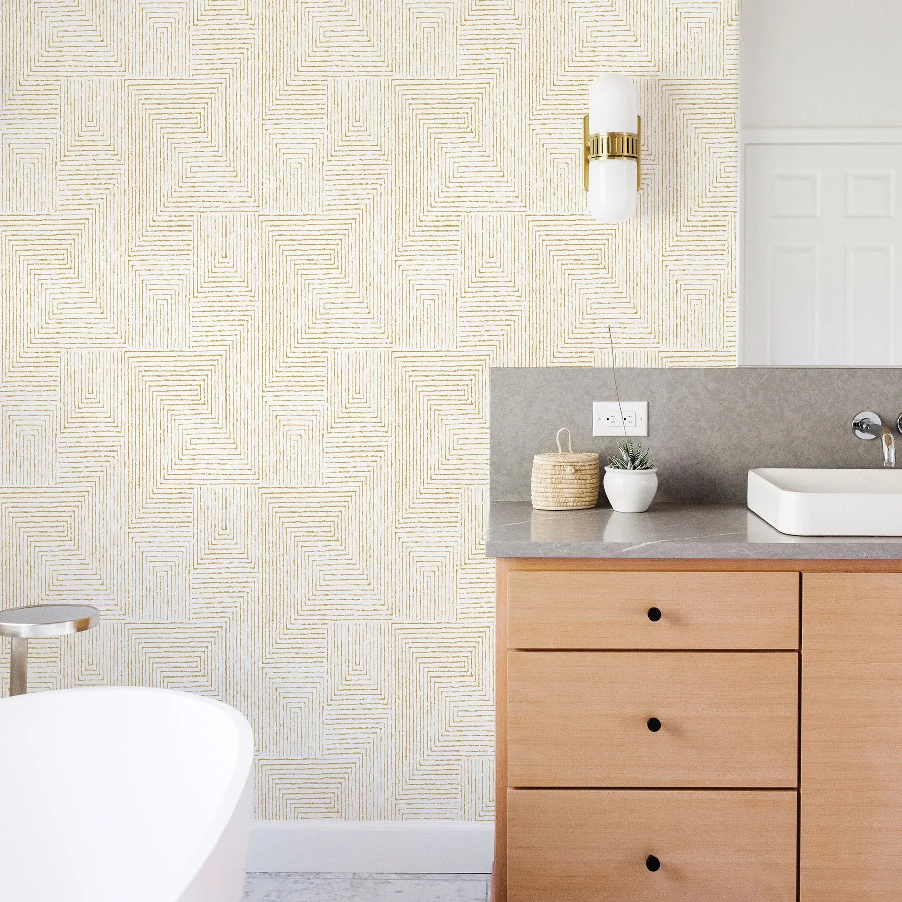 A-Street Prints Merritt Honey Geometric Wallpaper | Wallpaper Twins A-Street Prints Merritt Honey Geometric Wallpaper - SKU 2964-25957