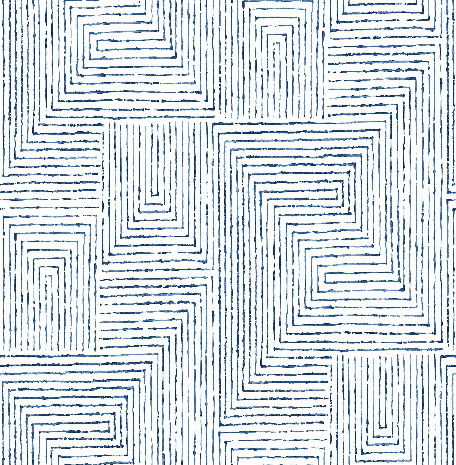 2964-25955 | Merritt Indigo Geometric Wallpaper