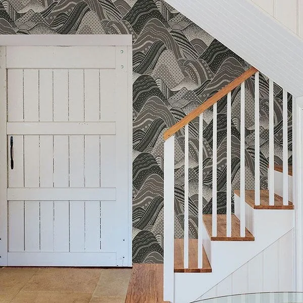 A-Street Prints Meru Dark Grey Mountain Wallpaper - SKU 2764-24331