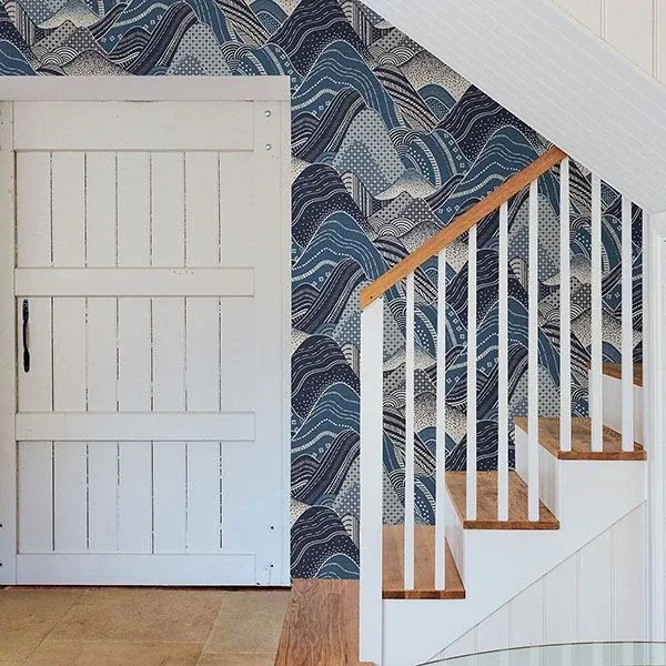 A-Street Prints Meru Navy Mountain Wallpaper - SKU 2764-24333
