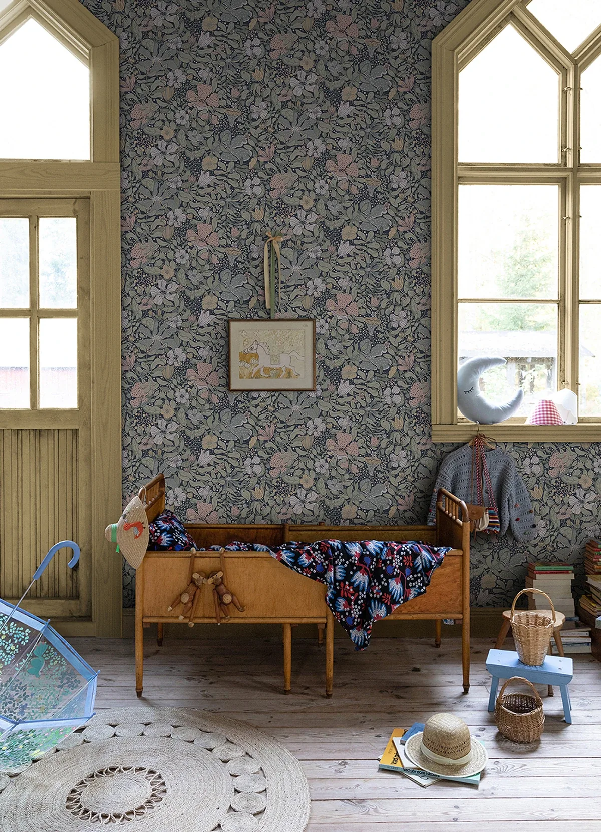 A-Street Prints Midsommar Dark Blue Floral Medley Wallpaper - SKU 4111-63021