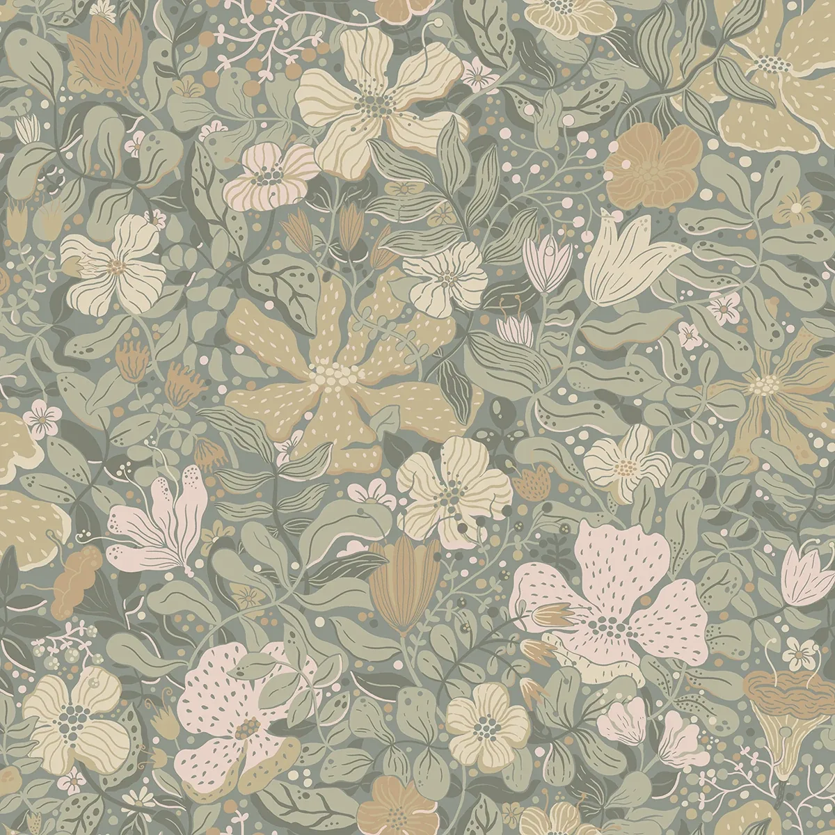 4111-63020 | Midsommar Grey Floral Medley Wallpaper