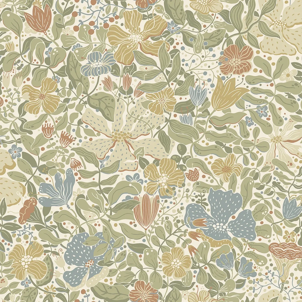 4111-63017 | Midsommar Light Green Floral Medley Wallpaper