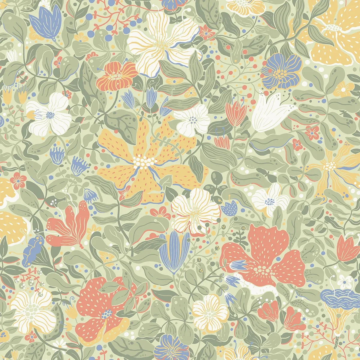 A-Street Prints Midsommar Sage Floral Medley Wallpaper - SKU 4111-63018