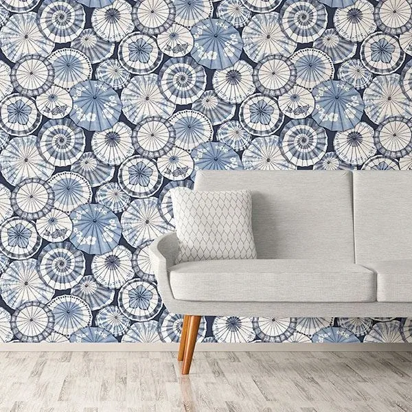 A-Street Prints Mikado Blue Parasol Wallpaper - SKU 2764-24361