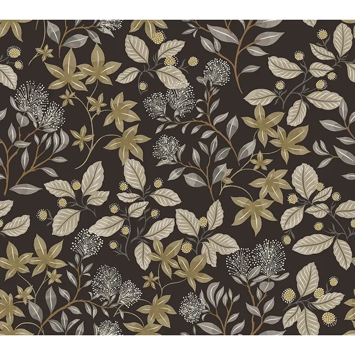 4155-72817 | Mildred Black Botanical Trail Wallpaper