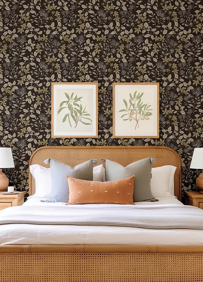 A-Street Prints Mildred Black Botanical Trail Wallpaper - SKU 4155-72817