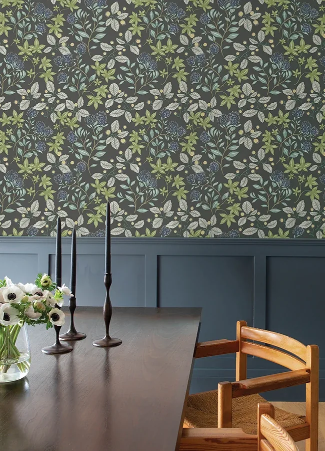 A-Street Prints Mildred Charcoal Botanical Trail Wallpaper | Wallpaper Twins A-Street Prints Mildred Charcoal Botanical Trail Wallpaper - SKU 4155-72815