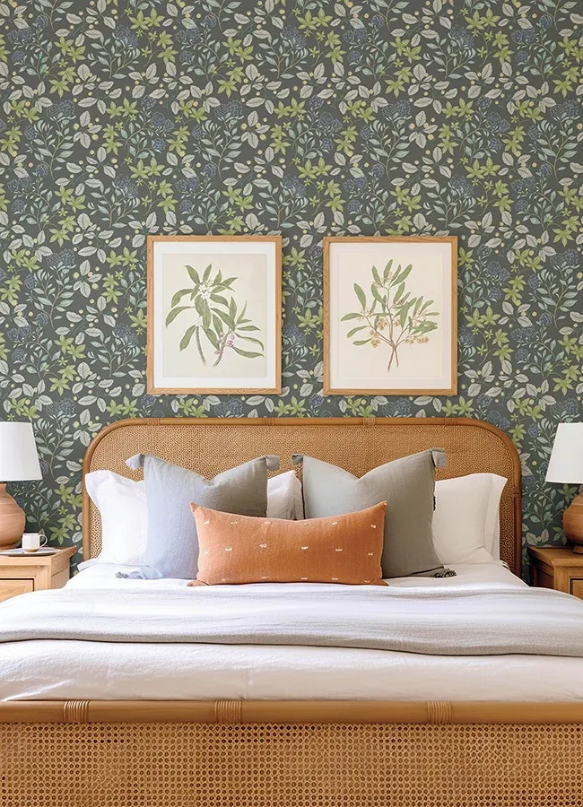 A-Street Prints Mildred Charcoal Botanical Trail Wallpaper | Wallpaper Twins A-Street Prints Mildred Charcoal Botanical Trail Wallpaper - SKU 4155-72815