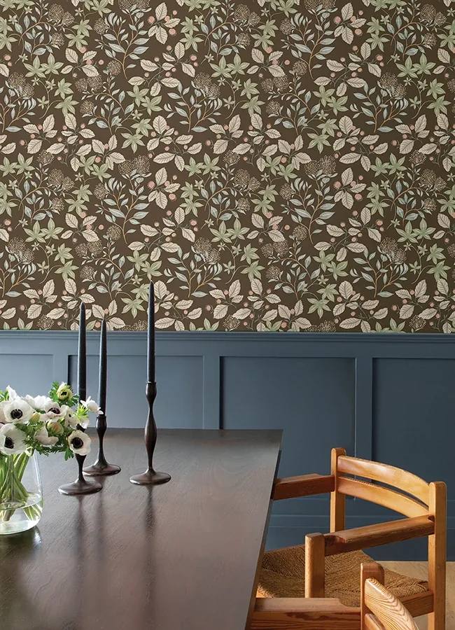 A-Street Prints Mildred Espresso Botanical Trail Wallpaper - SKU 4155-72816