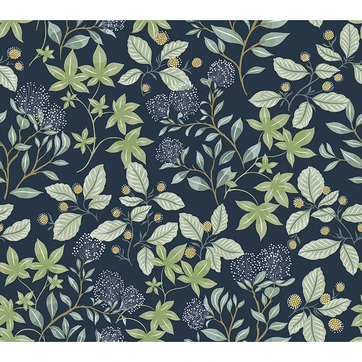 A-Street Prints Mildred Indigo Botanical Trail Wallpaper - SKU 4155-72814