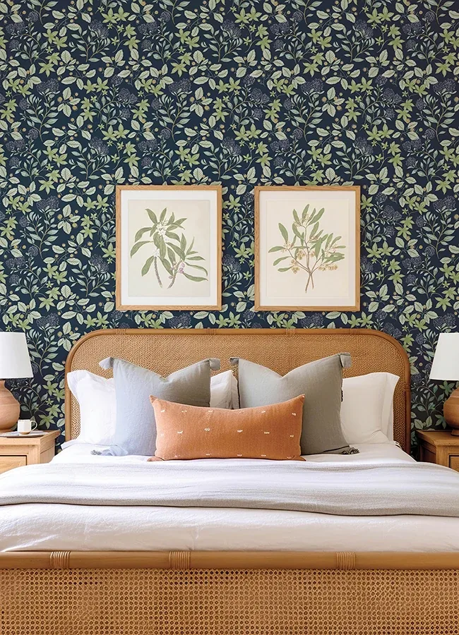 A-Street Prints Mildred Indigo Botanical Trail Wallpaper - SKU 4155-72814