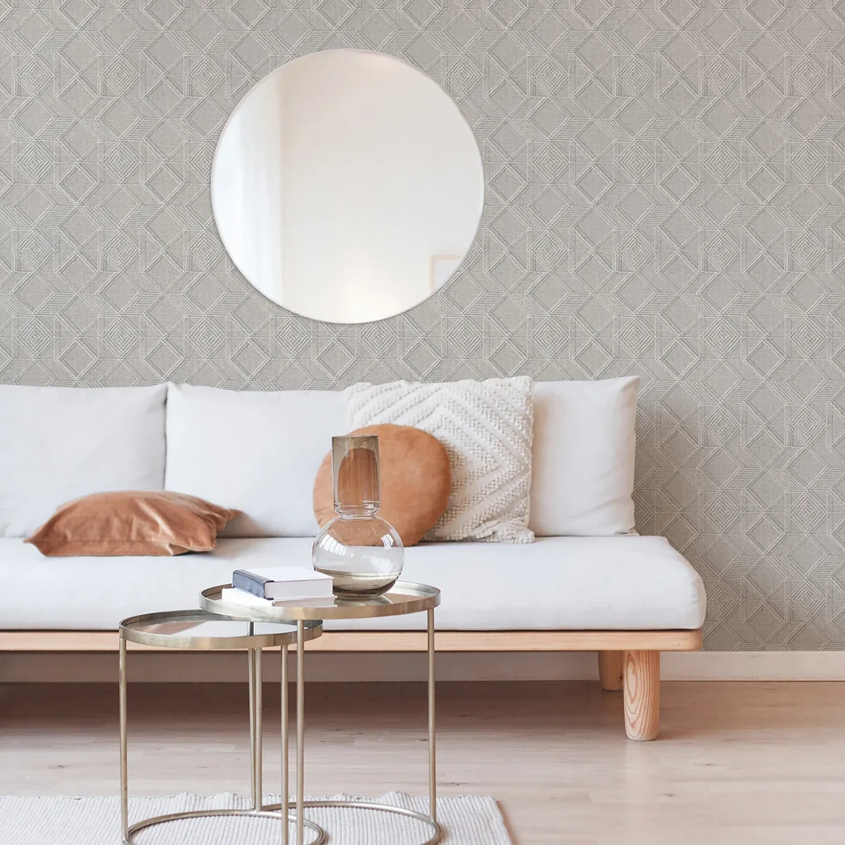 A-Street Prints Moki Grey Lattice Geometric Wallpaper - SKU 2969-26018