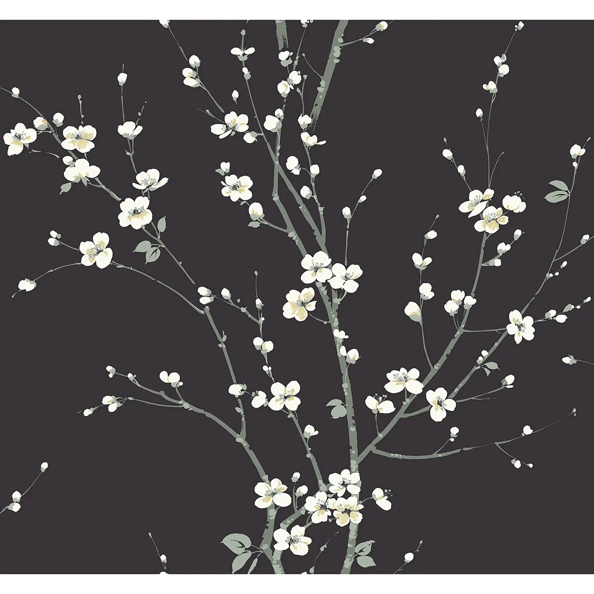 2927-81800 | Monterey Black Floral Branch Wallpaper