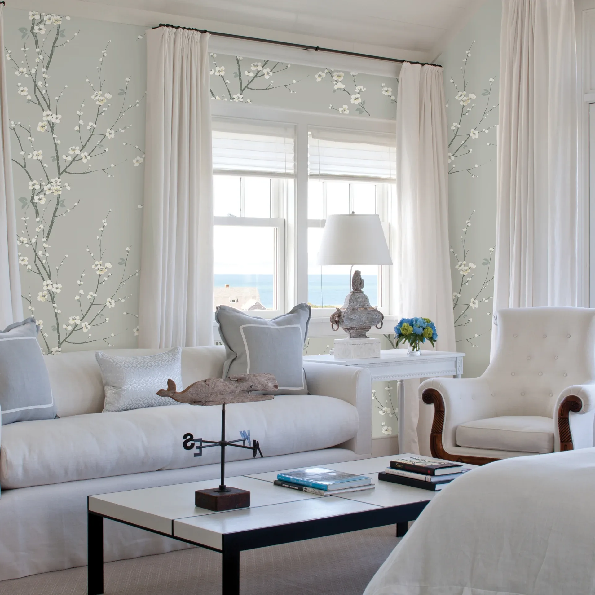 A-Street Prints Monterey Silver Mist Floral Branch Wallpaper - SKU 2927-81808