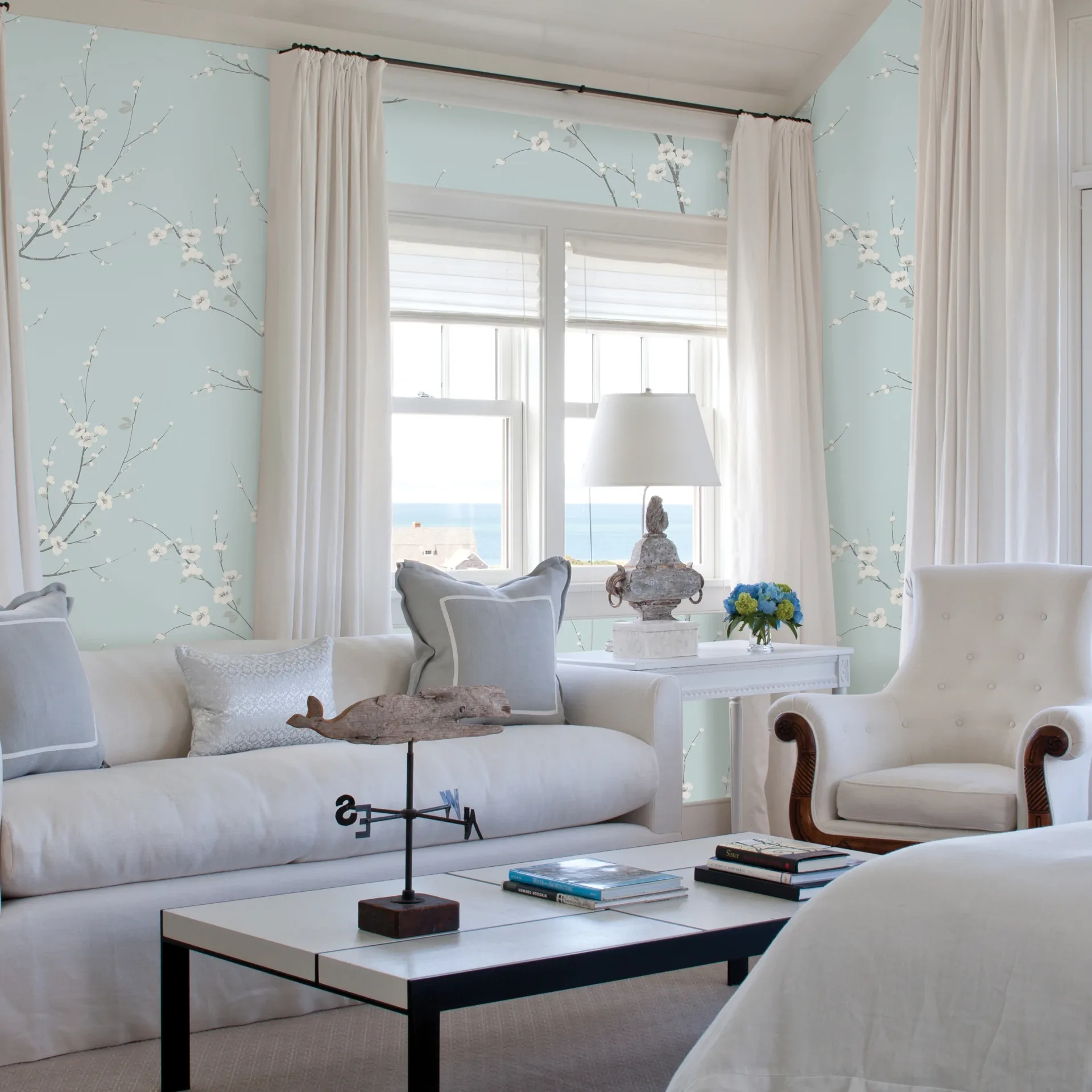A-Street Prints Monterey Sky Blue Floral Branch Wallpaper - SKU 2927-81802
