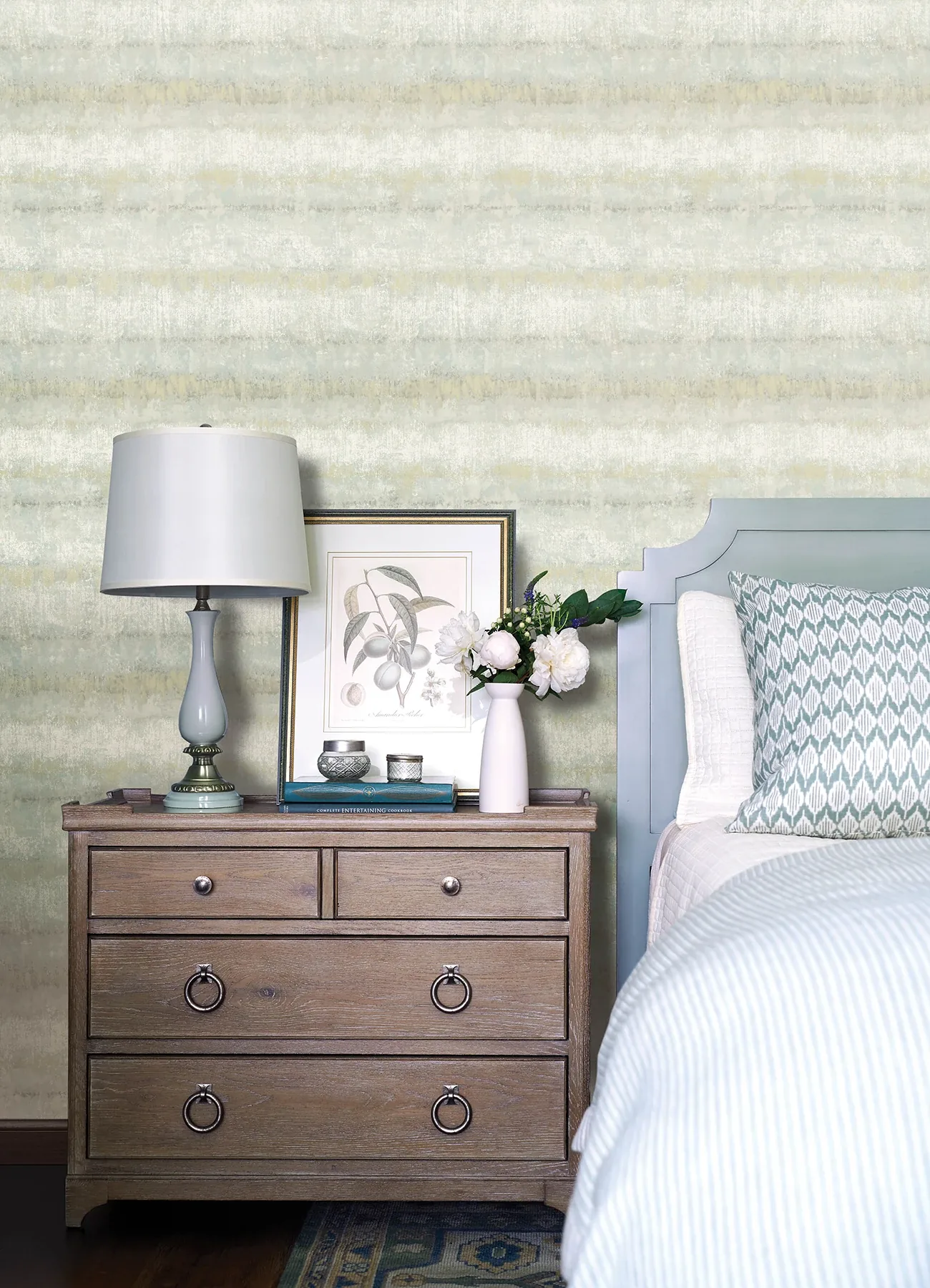 A-Street Prints Morningtide Seafoam Textured Stripe Wallpaper - SKU 4177-27732