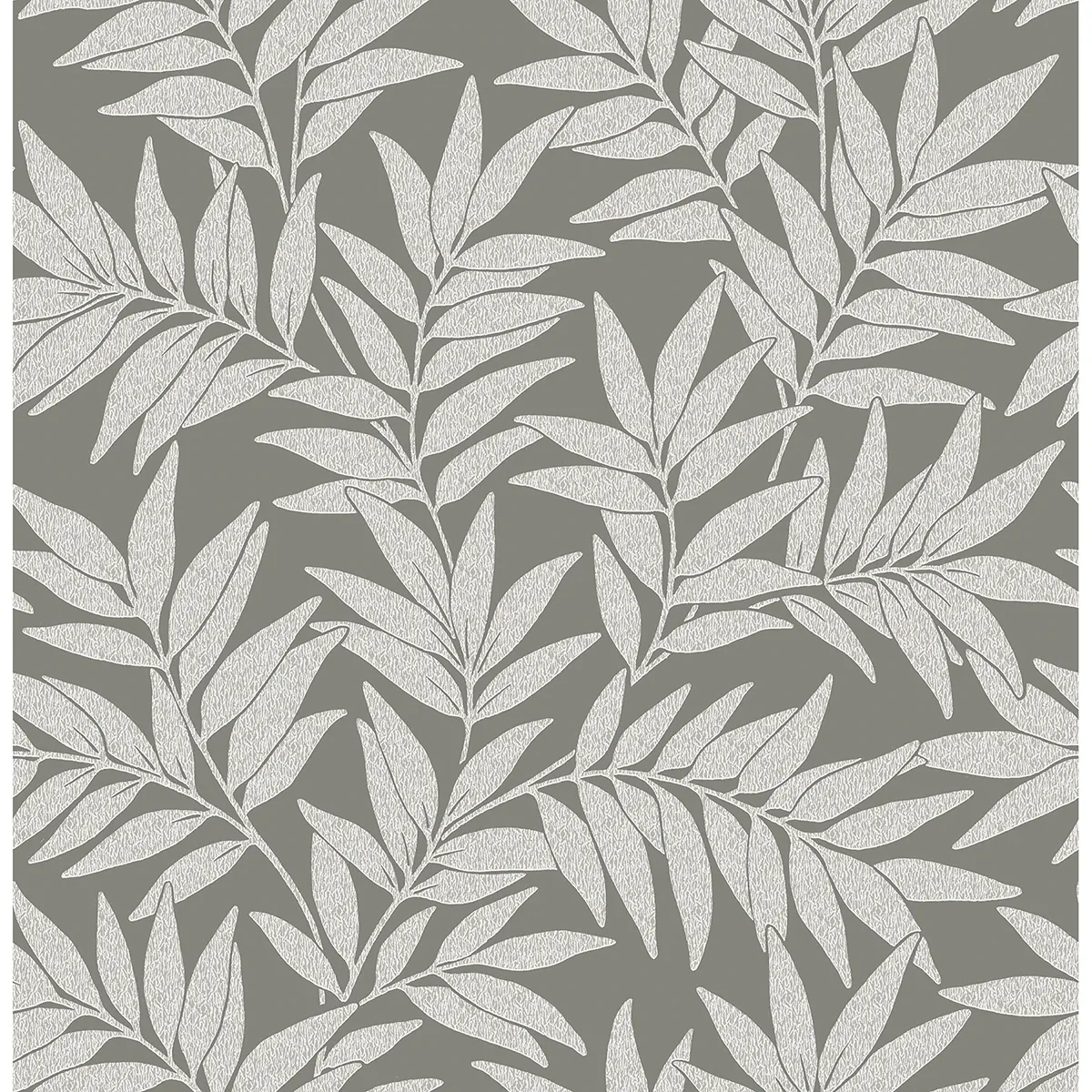 2970-26123 | Morris Dark Grey Leaf Wallpaper