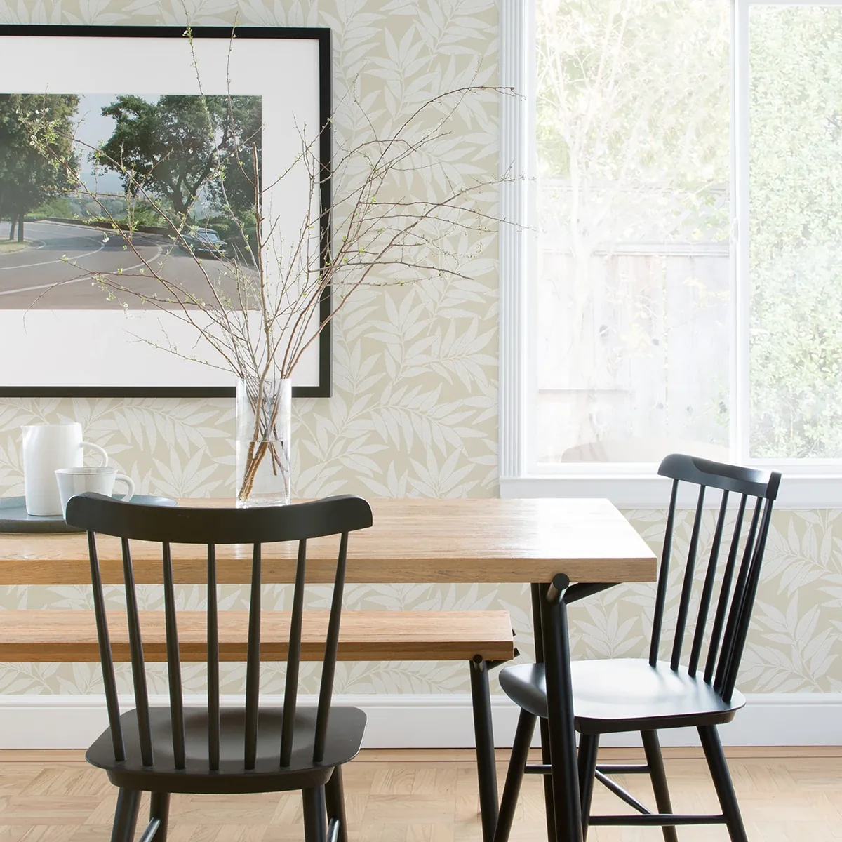 A-Street Prints Morris Taupe Leaf Wallpaper - SKU 2970-26125