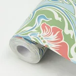 A-Street Prints Mucha Light Blue Botanical Ogee Wallpaper - SKU 2970-26152