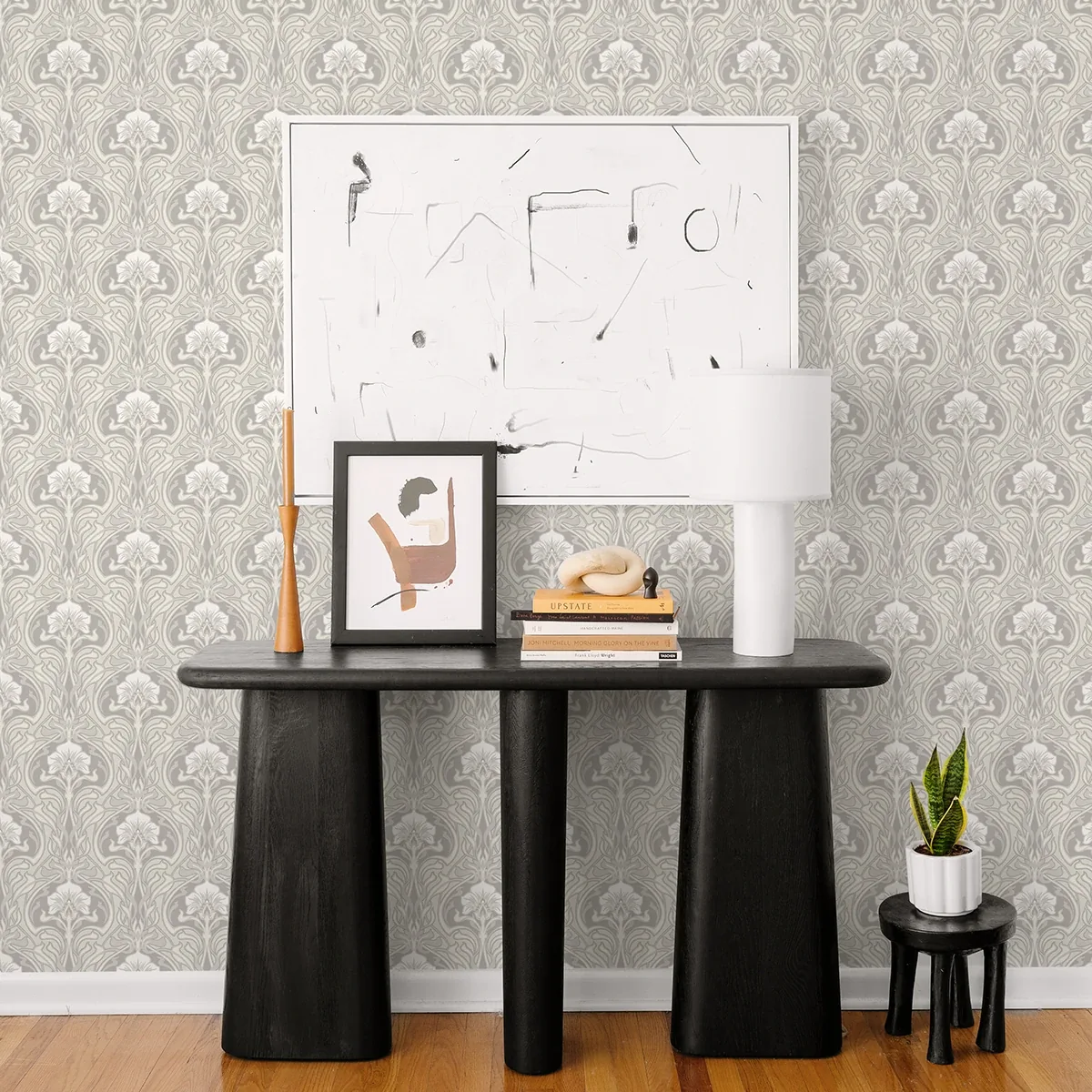 A-Street Prints Mucha Off White Botanical Ogee Wallpaper - SKU 2970-26149