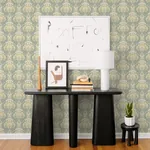 A-Street Prints Mucha Teal Botanical Ogee Wallpaper - SKU 2970-26151