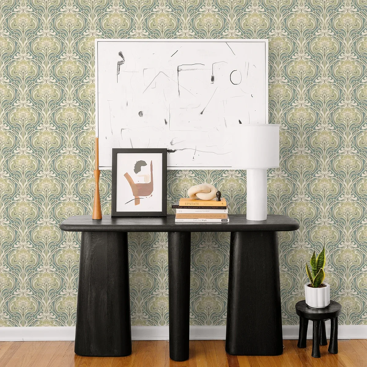A-Street Prints Mucha Teal Botanical Ogee Wallpaper - SKU 2970-26151
