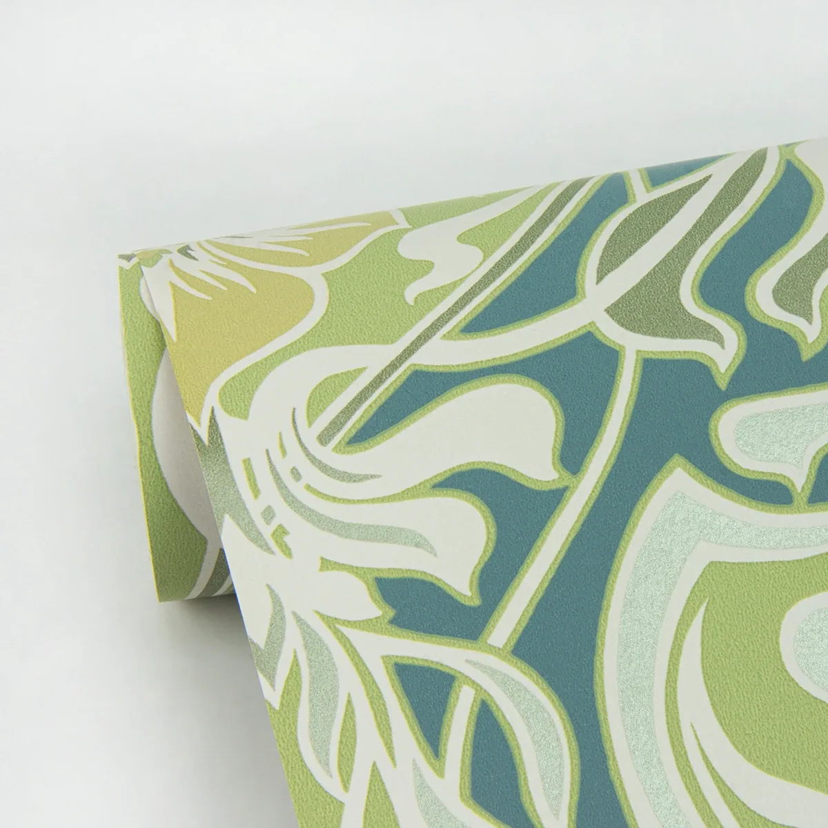 A-Street Prints Mucha Teal Botanical Ogee Wallpaper - SKU 2970-26151