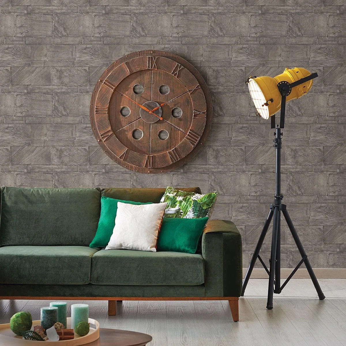 A-Street Prints Murray Dark Grey Stone Wall Wallpaper - SKU 2922-25375