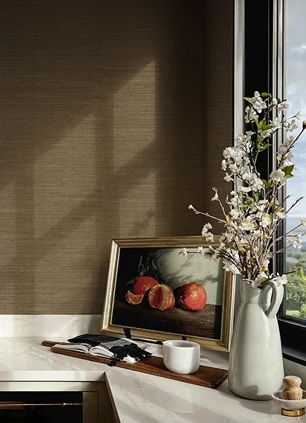 A-Street Prints Mycroft Chestnut Grasscloth Wallpaper - SKU 4173-82102