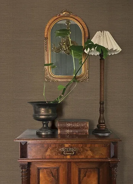 A-Street Prints Mycroft Chestnut Grasscloth Wallpaper - SKU 4173-82102