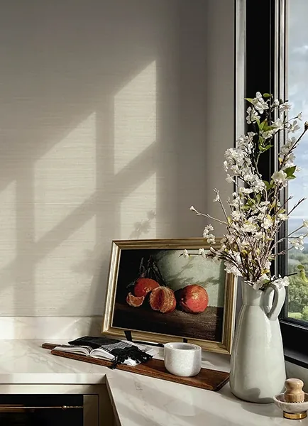 A-Street Prints Mycroft Pearl Grasscloth Wallpaper - SKU 4173-82100
