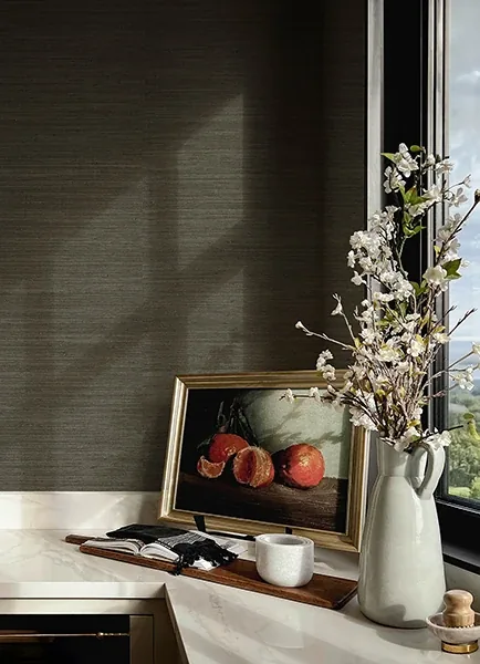 A-Street Prints Mycroft Slate Grasscloth Wallpaper - SKU 4173-82103