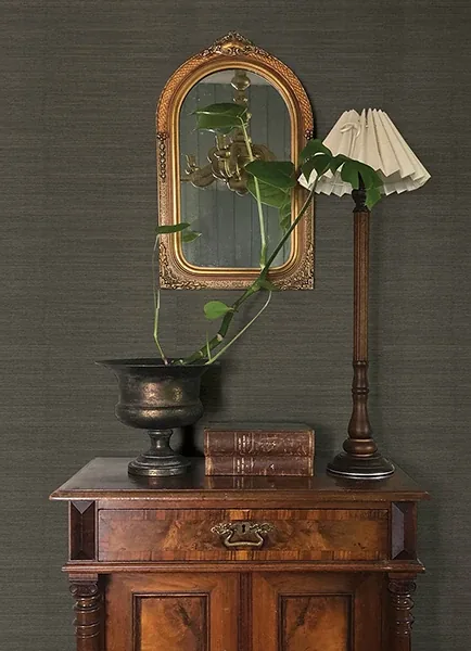 A-Street Prints Mycroft Slate Grasscloth Wallpaper - SKU 4173-82103