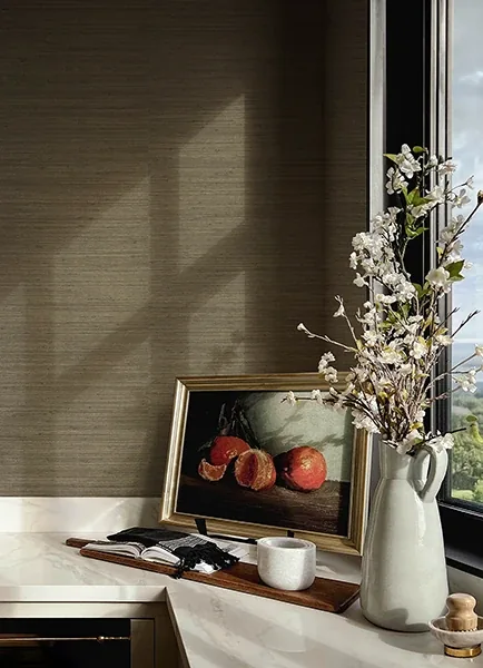 A-Street Prints Mycroft Sterling Grasscloth Wallpaper - SKU 4173-82101