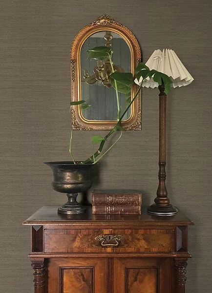 A-Street Prints Mycroft Sterling Grasscloth Wallpaper - SKU 4173-82101