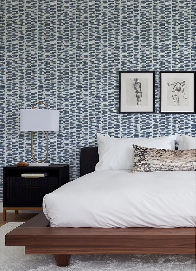 A-Street Prints Myrtle Indigo Abstract Stripe Wallpaper - SKU 4120-26843