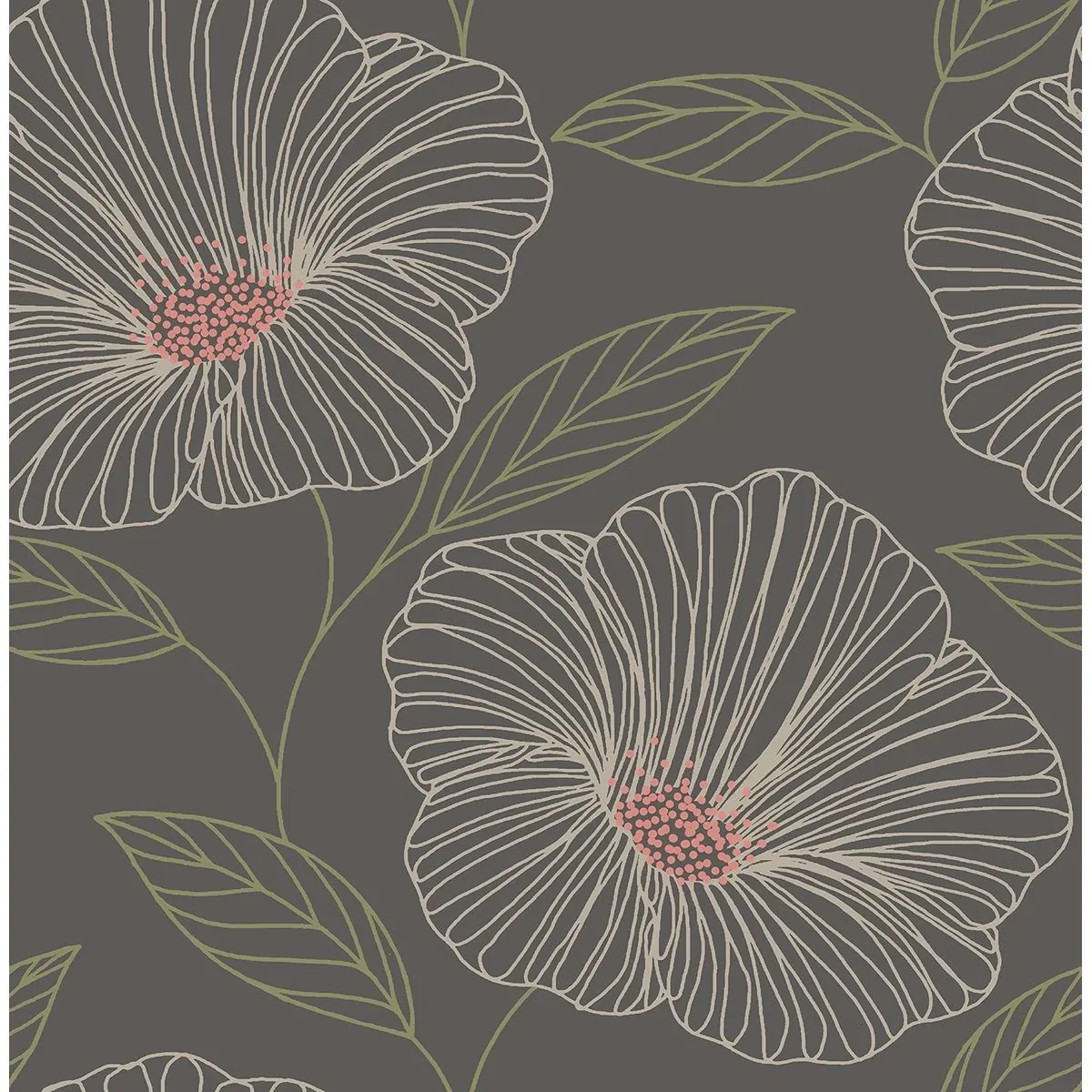 A-Street Prints Mythic Grey Floral Wallpaper - SKU 2764-24319