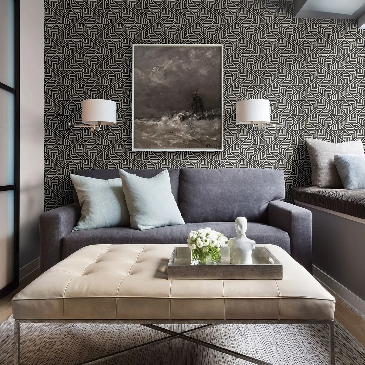 A-Street Prints Nambiti Black Geometric Wallpaper - SKU 2949-60600