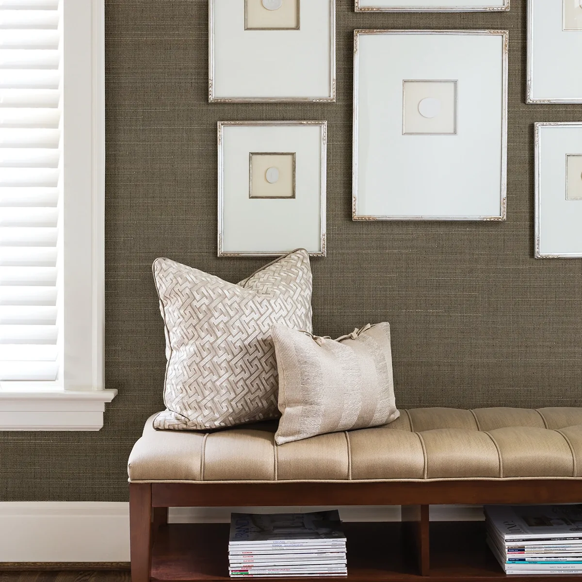 A-Street Prints Nanking Brown Grasscloth Wallpaper - SKU 2829-80083