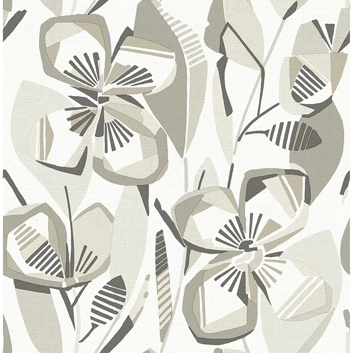 4135-27280 | Nathalie Beige Abstract Blooms Wallpaper