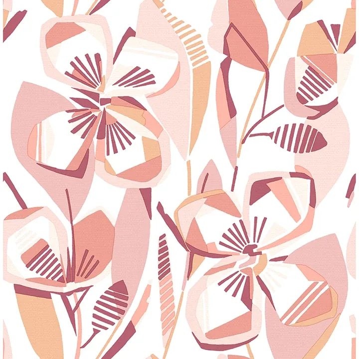 4135-27279 | Nathalie Coral Abstract Blooms Wallpaper