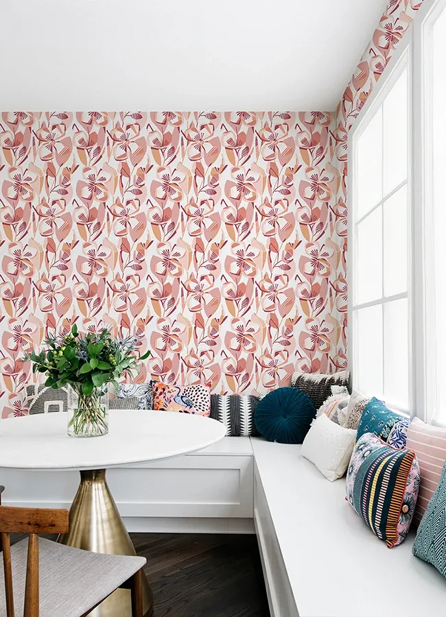 A-Street Prints Nathalie Coral Abstract Blooms Wallpaper - SKU 4135-27279