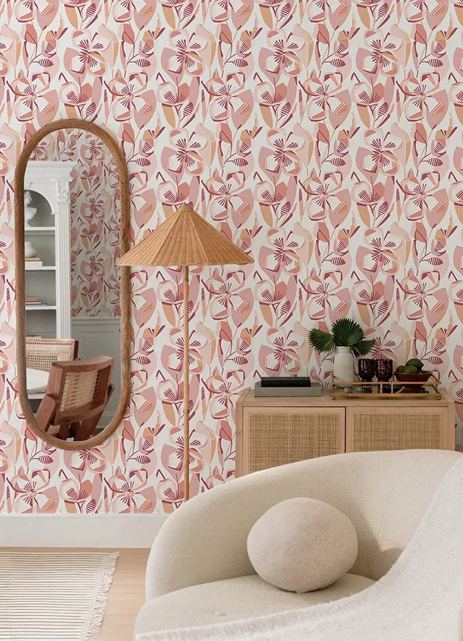 A-Street Prints Nathalie Coral Abstract Blooms Wallpaper - SKU 4135-27279