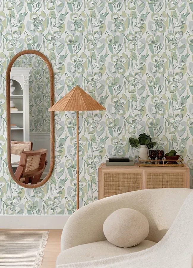 A-Street Prints Nathalie Light Green Abstract Blooms Wallpaper - SKU 4135-27282