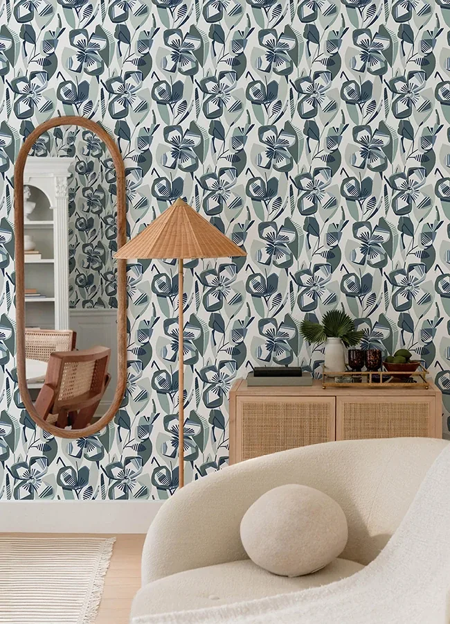 A-Street Prints Nathalie Navy Abstract Blooms Wallpaper - SKU 4135-27283
