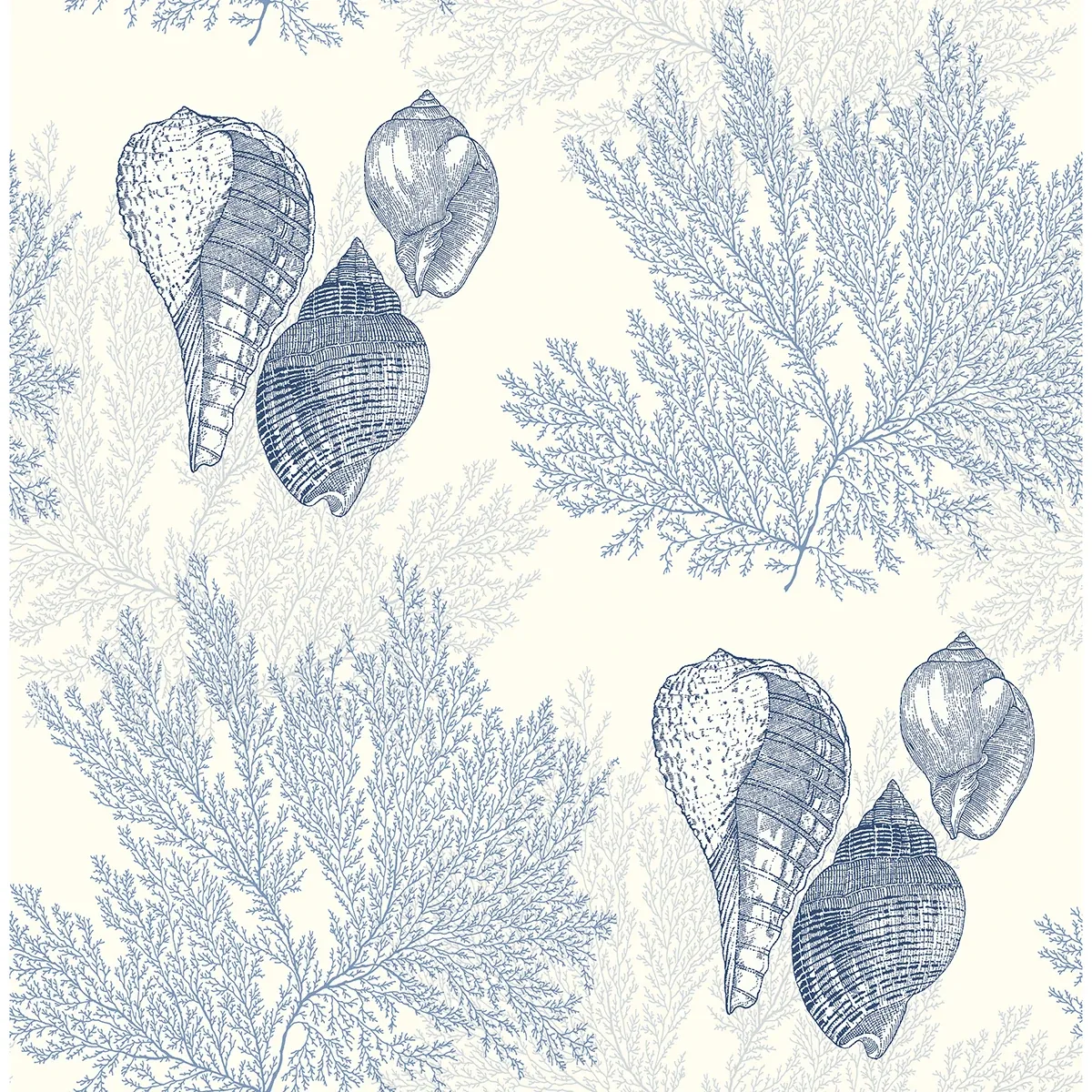 2927-81202 | Nauset Blue Seashell Shores Wallpaper