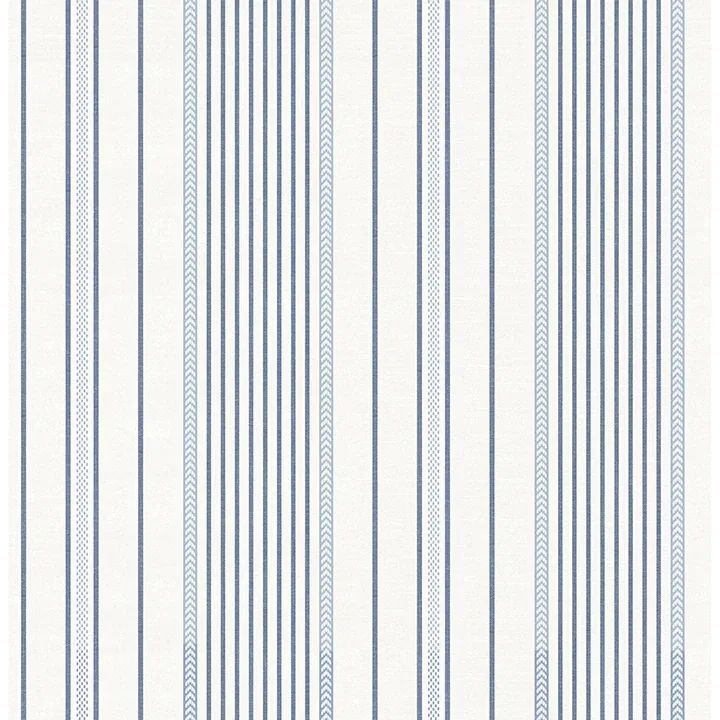 A-Street Prints Navarres Stripe Blue Faux Linen Wallpaper - SKU 4172-27484