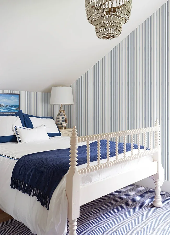 A-Street Prints Navarres Stripe Blue Faux Linen Wallpaper - SKU 4172-27484