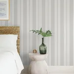 A-Street Prints Navarres Stripe Charcoal Faux Linen Wallpaper - SKU 4172-27486